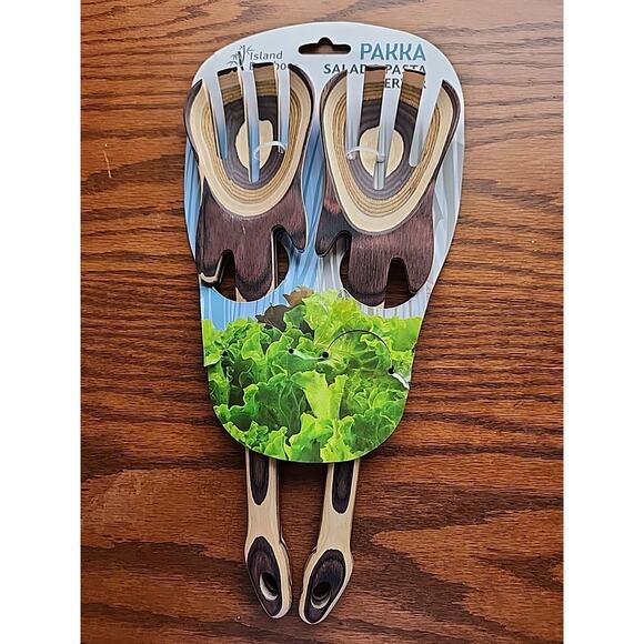 Island Bamboo Pakka Salad & Pasta Server NIP - Picture 1 of 2